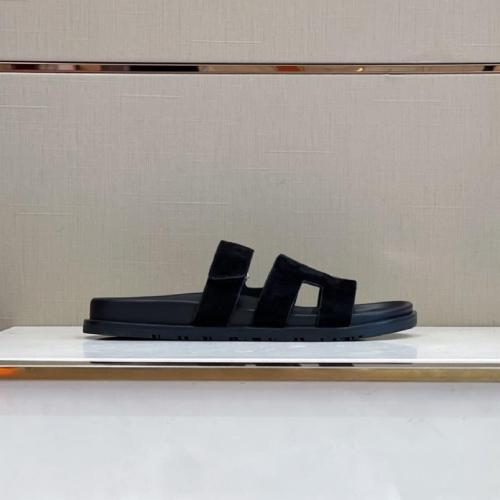 Hermes Chypre sandal black suede