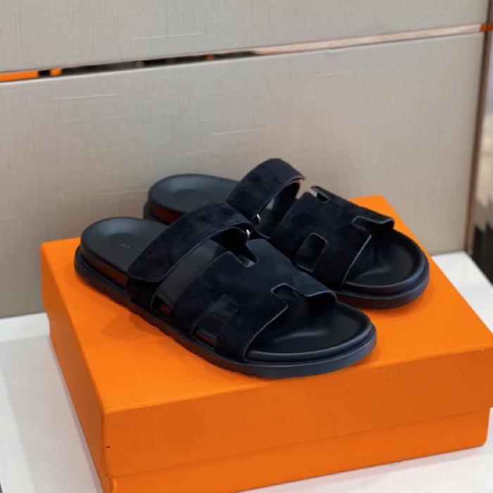 Hermes Chypre sandal black suede