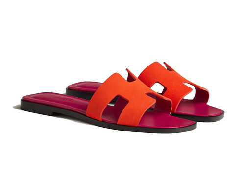 Hermes Oran Sandal Orange Synthetique Suede Goatskin