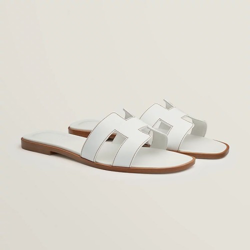 Hermes Oran Sandal Blanc Box Calfskin Leather