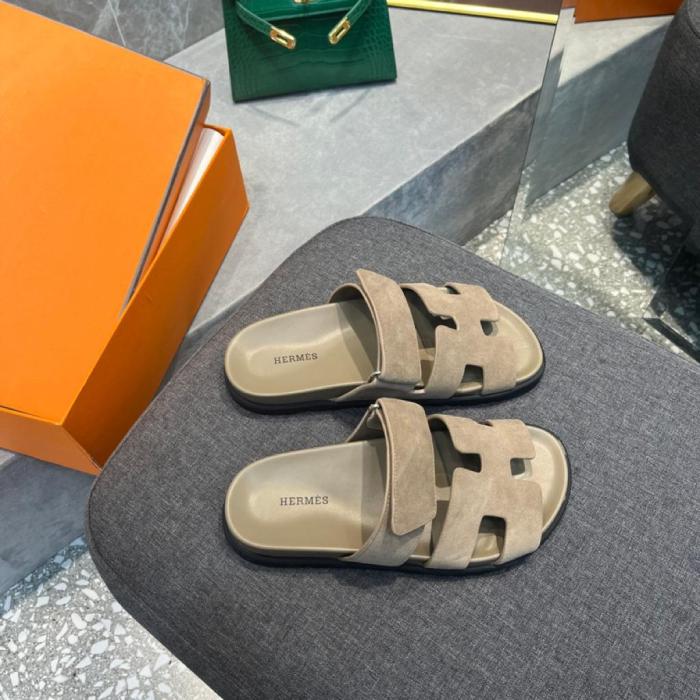 Hermes Chypre sandal suede Khaki