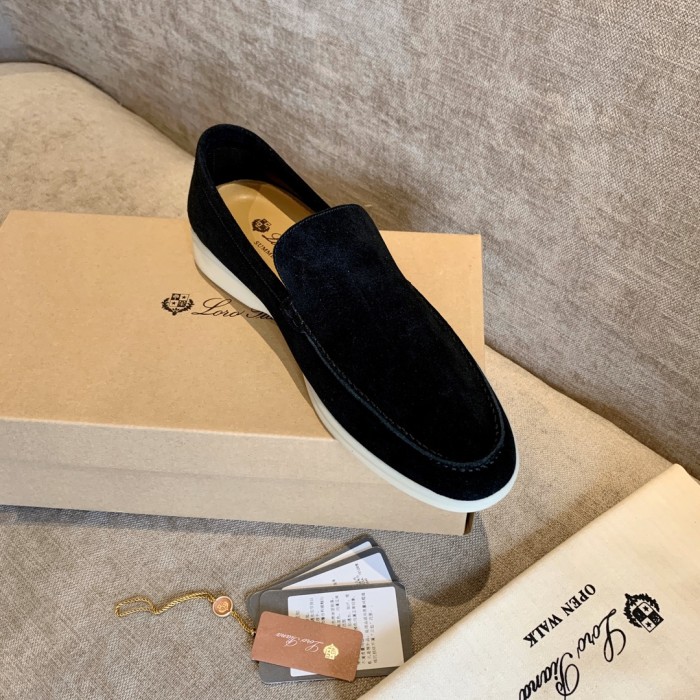 Loro Piana Summer Walk Loafers Suede Black