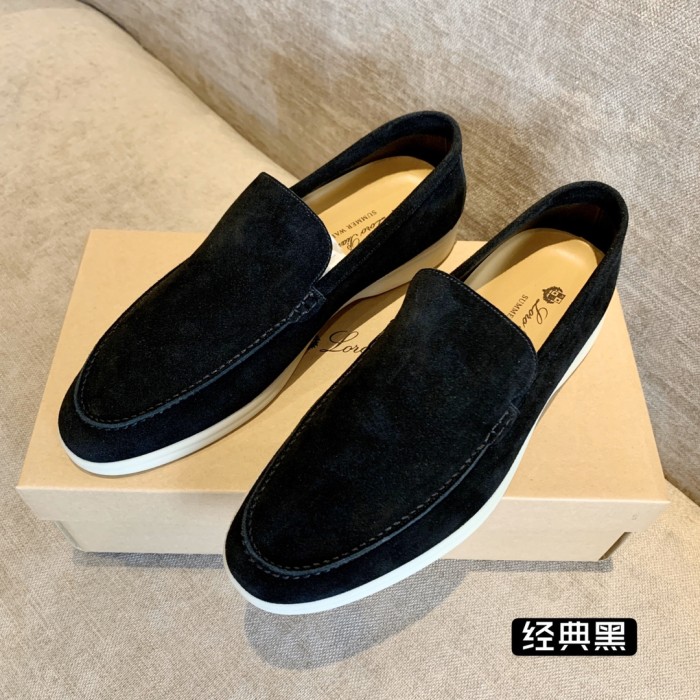 Loro Piana Summer Walk Loafers Suede Black