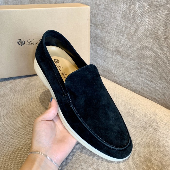 Loro Piana Summer Walk Loafers Suede Black