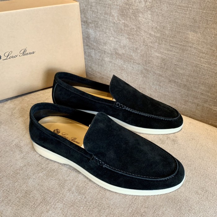 Loro Piana Summer Walk Loafers Suede Black