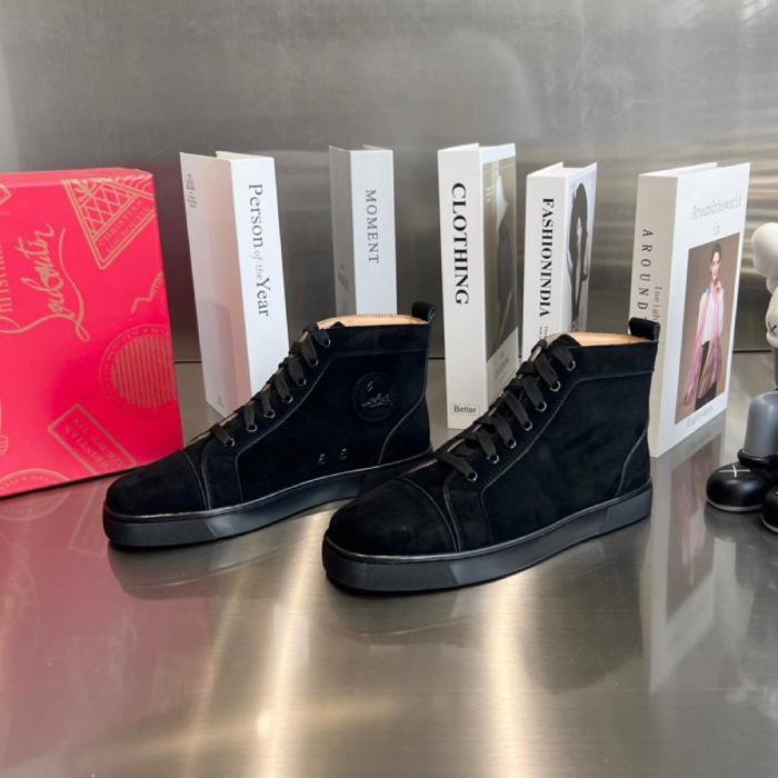 Christian Louboutin Louis Suede High-top Trainers Veau velours - Black