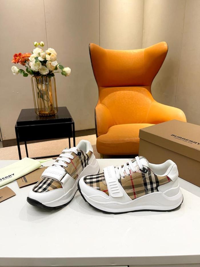 Burberry Check and Leather Sneaker White Clear Check