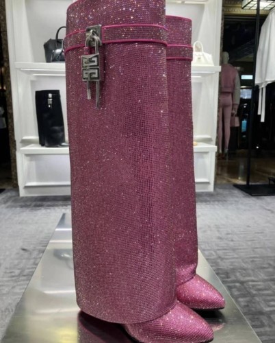 Givenchy Women Shark Lock Boots In Strass pink