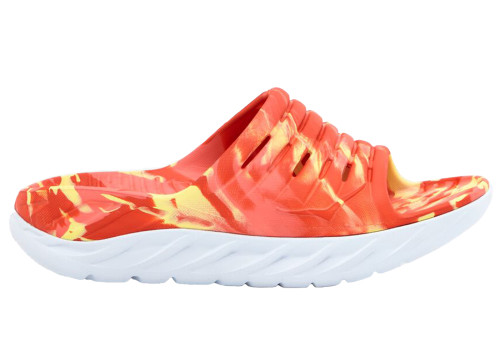 Hoka One One Ora Recovery Slide Swirl Yellow Pear Fiesta