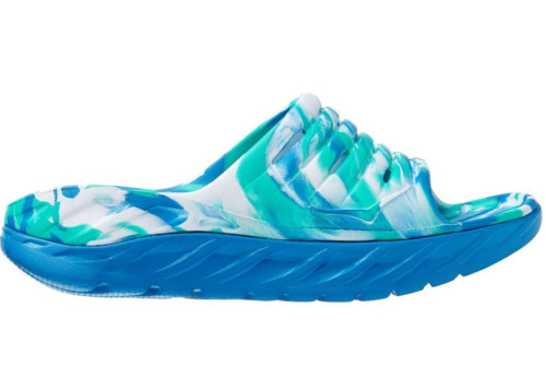 Hoka One One Ora Recovery Slide Swirl Atlantis Blue Coral