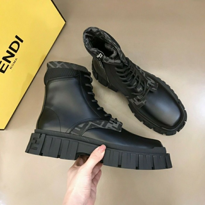 Fendi Force Black leather ankle boots