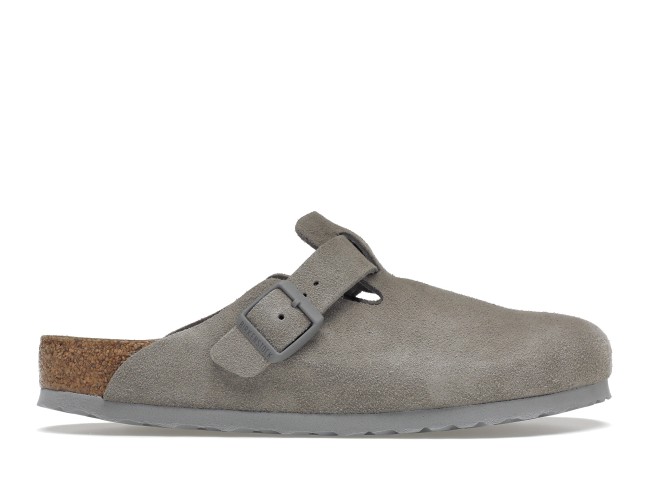 Birkenstock Boston Soft Footbed Suede Stone Coin