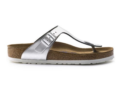 Birkenstock Gizeh Softbed Metallic Silver (Women's)