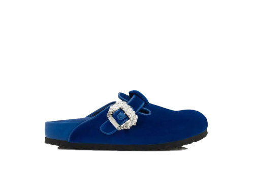 Birkenstock Boston Manolo Blahnik Royal Blue Velvet