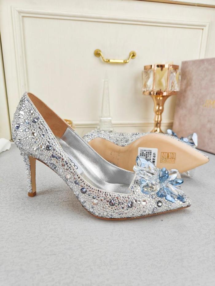 Jimmy Choo Allure Crystal high heels silver white