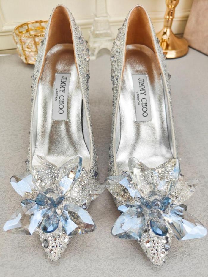 Jimmy Choo Allure Crystal high heels silver white