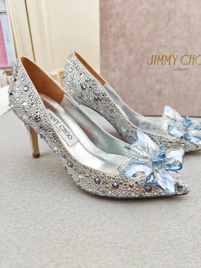 Jimmy Choo Allure Crystal high heels silver white