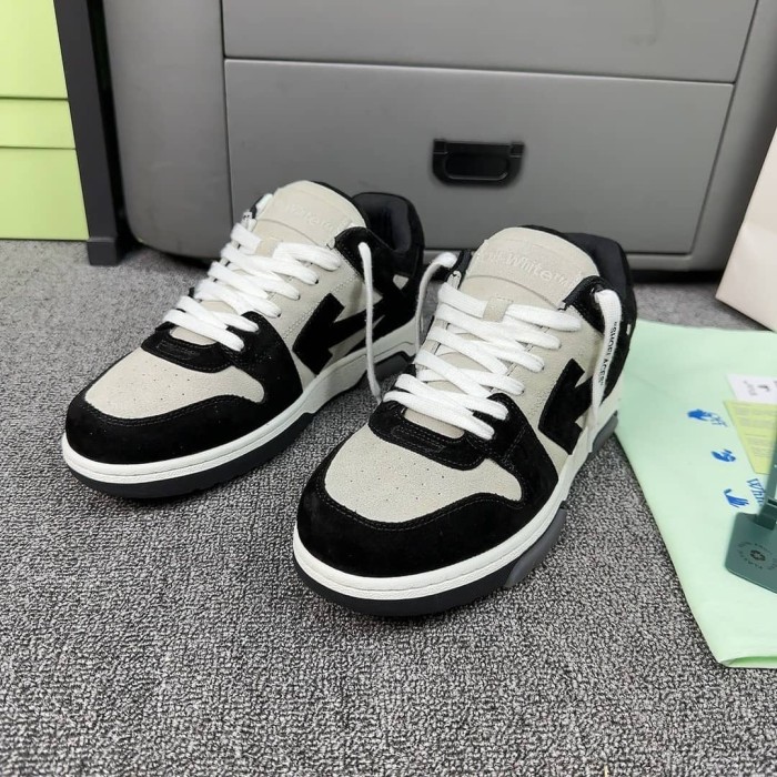 OFF-WHITE Out Of Office OOO Low Tops White Black White