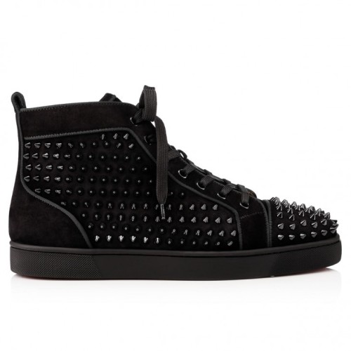 Christian Louboutin Louis Junior High-top sneakers - Veau velours and spikes - Black