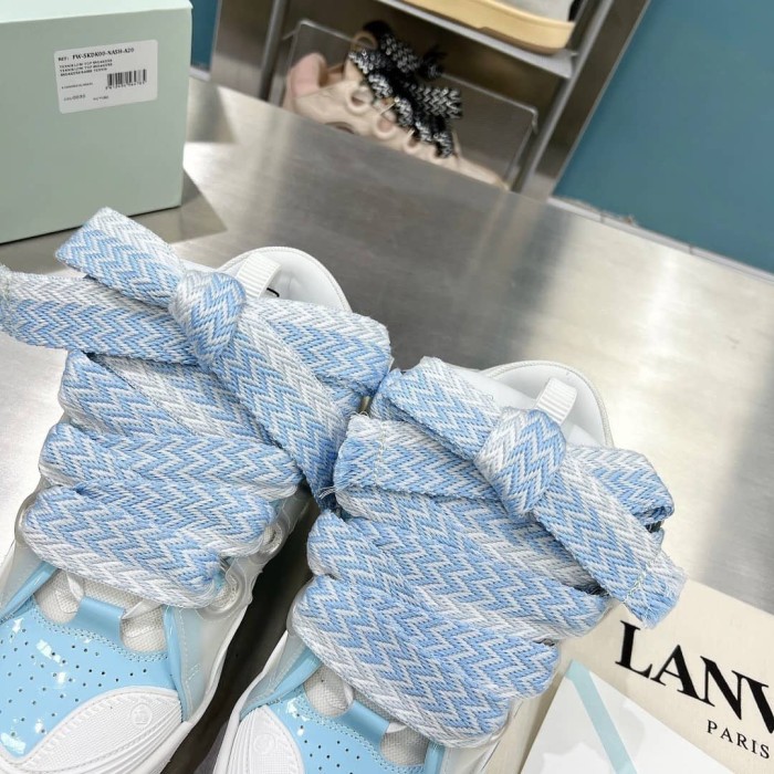 Lanvin Leather Curb White Blue (Women's)