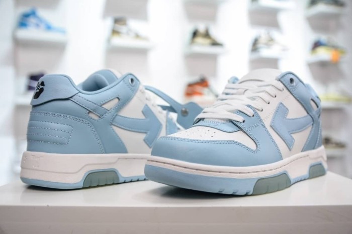 OFF-WHITE OOO Low Out Of Office Calf Leather White Light Blue