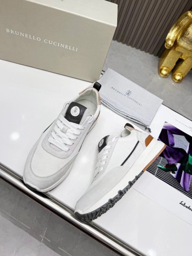 Brunello Cucinelli Men's White Polyester Sneakers