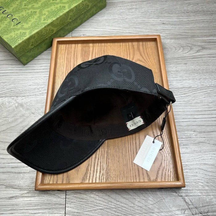 Streetwear Hat Gucci Black JUMBO GG BASEBALL HAT