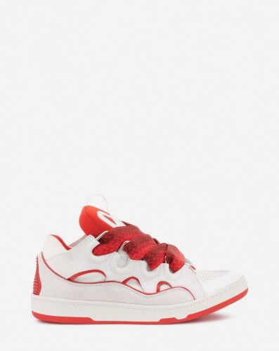 Lanvin Leather Curb sneakers White Red