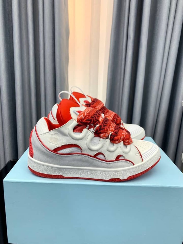 Lanvin Leather Curb sneakers White Red