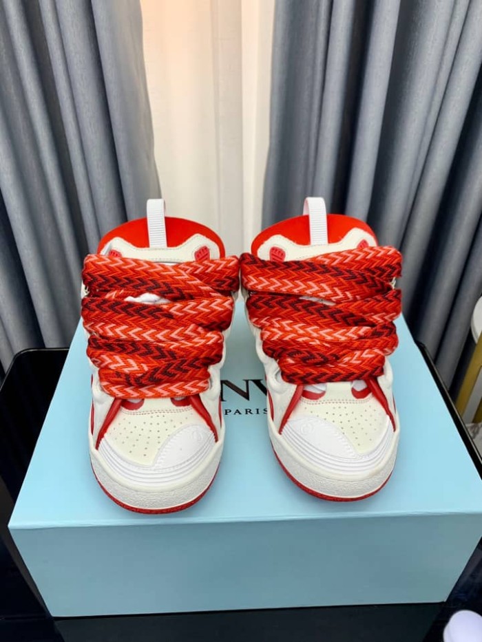 Lanvin Leather Curb sneakers White Red
