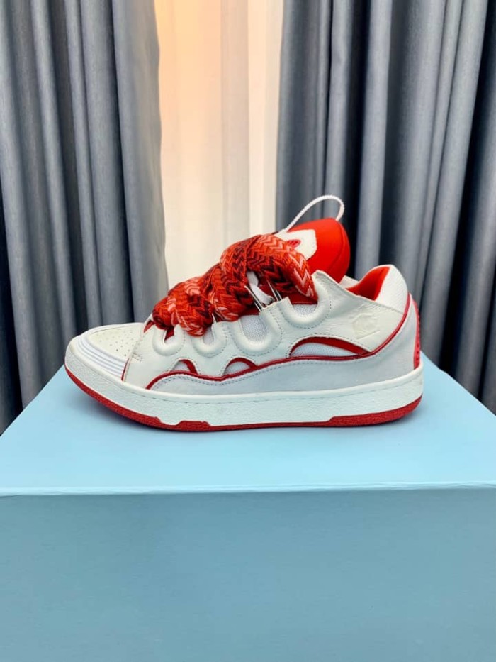 Lanvin Leather Curb sneakers White Red