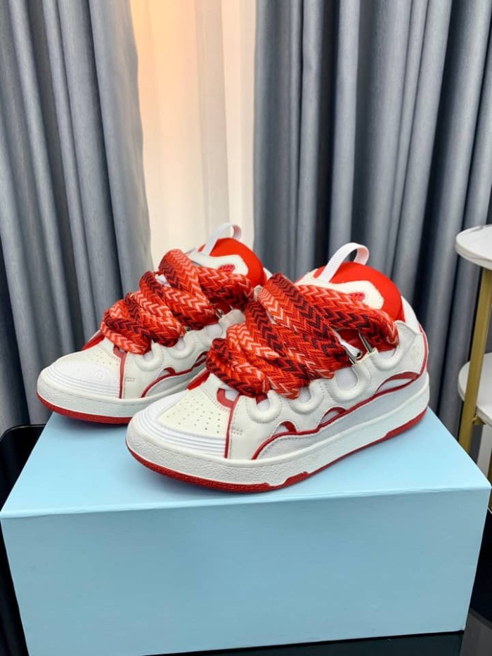 Lanvin Leather Curb sneakers White Red