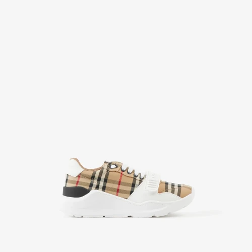 Burberry Check and Leather Sneakers Archive Beige