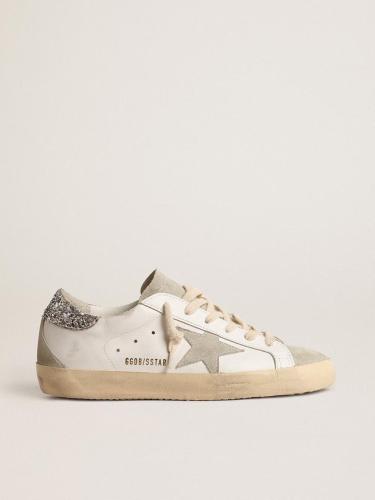 Golden Goose All Super-Star Women's Super-Star with gray star and silver glitter heel tab GWF00102.F004712.10273