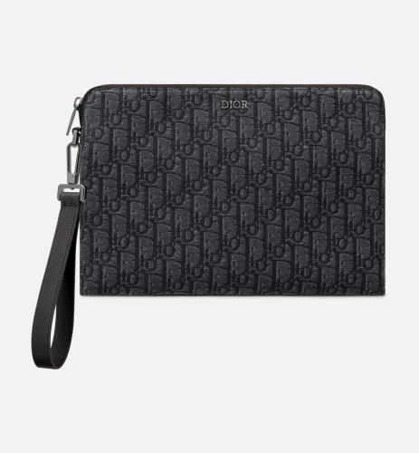 Handbags Pouch Black Dior Oblique jacquard 2OBCA251YSE_H03E size 30 x 20 cm