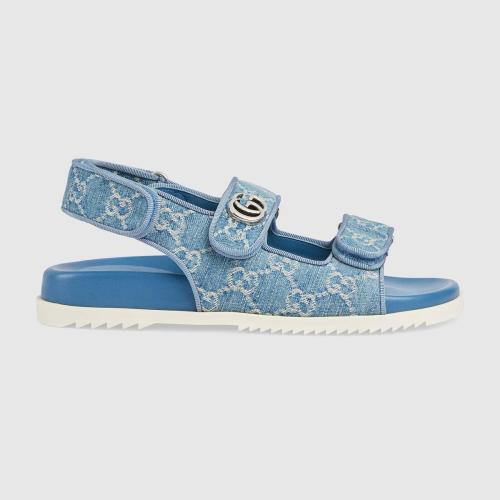 Gucci SANDAL WITH DOUBLE G Light blue and ivory denim 771575 FACUO 4646