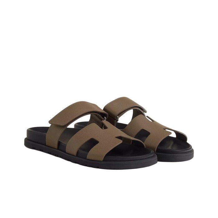 HERMES Chypre Slide Slippers Umber