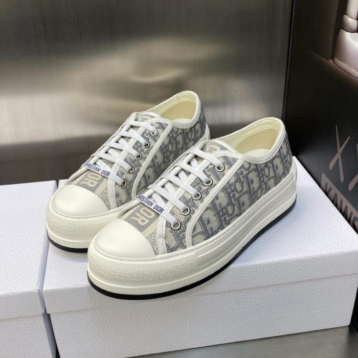 DIOR Walk'n'Dior Platform Shoes Low Top Stylish Skateboarding Shoes Women's Gray