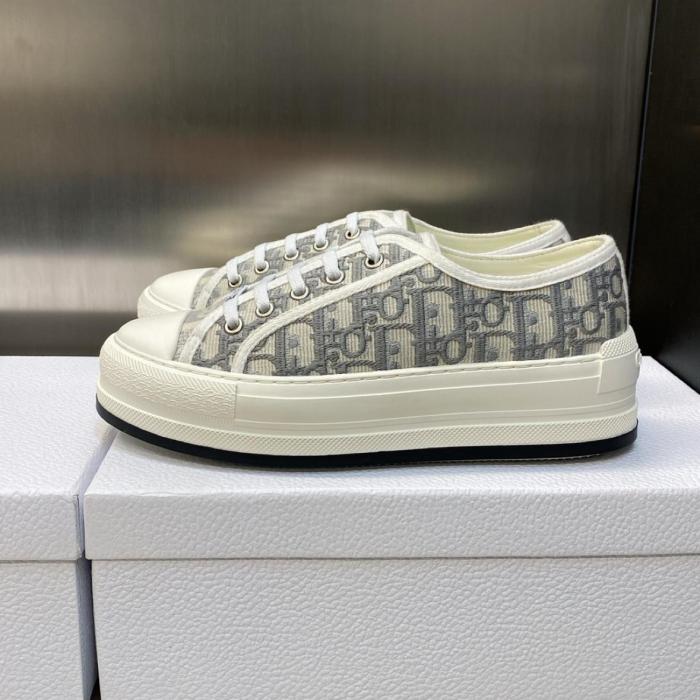 DIOR Walk'n'Dior Platform Shoes Low Top Stylish Skateboarding Shoes Women's Gray