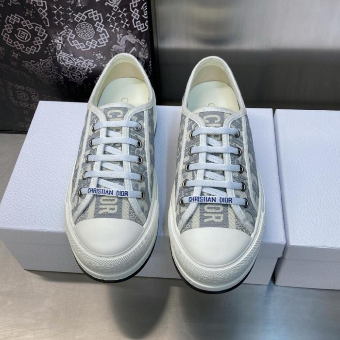 DIOR Walk'n'Dior Platform Shoes Low Top Stylish Skateboarding Shoes Women's Gray