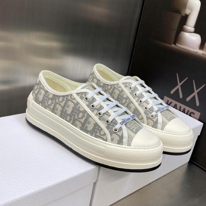 DIOR Walk'n'Dior Platform Shoes Low Top Stylish Skateboarding Shoes Women's Gray