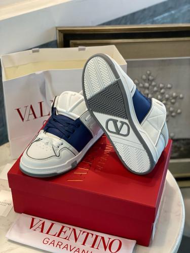 Valentino Garavani Open Skate Calfskin/Fabric White Black Grey white and blue