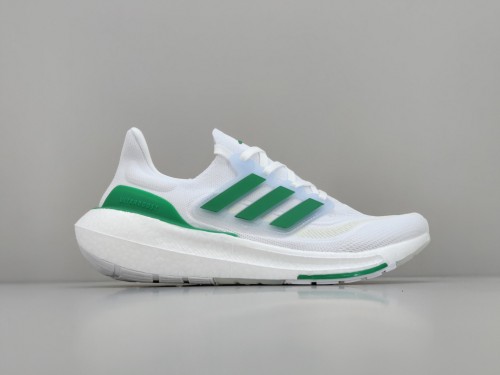 adidas Ultraboost Light thick sole comfortable fabric shock absorption non-slip wear-resistant low-top running shoes white green blue