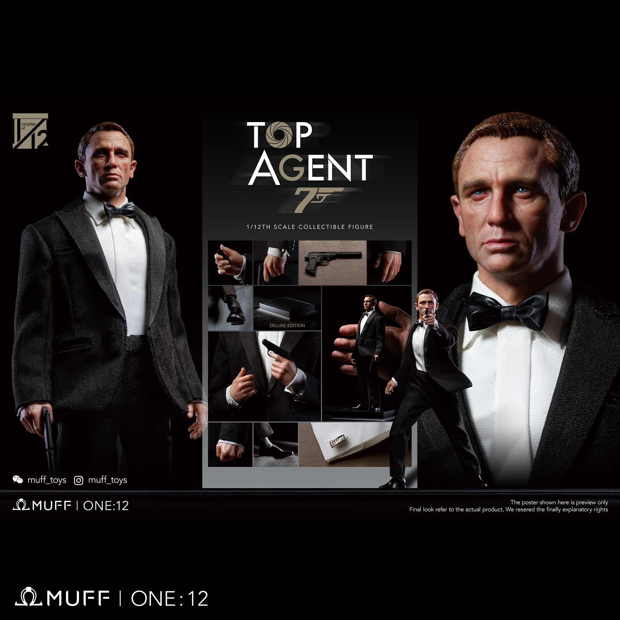 MUFF TOYS MF06 ジェームズ・ボンド 007 1/12フィギュアDX Muff Toys Mf06 1/12 Top Agent 007 James Action Figure Deluxe