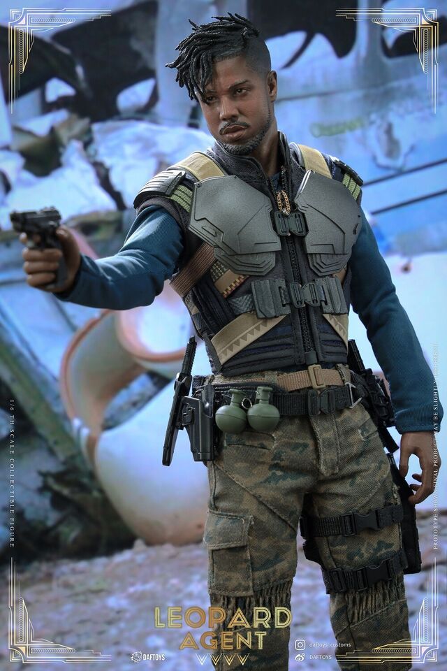 (In Stock)DAF Toys Black Panther Erik Killmonger 1/6 Leopard Agent  Action Figure F018