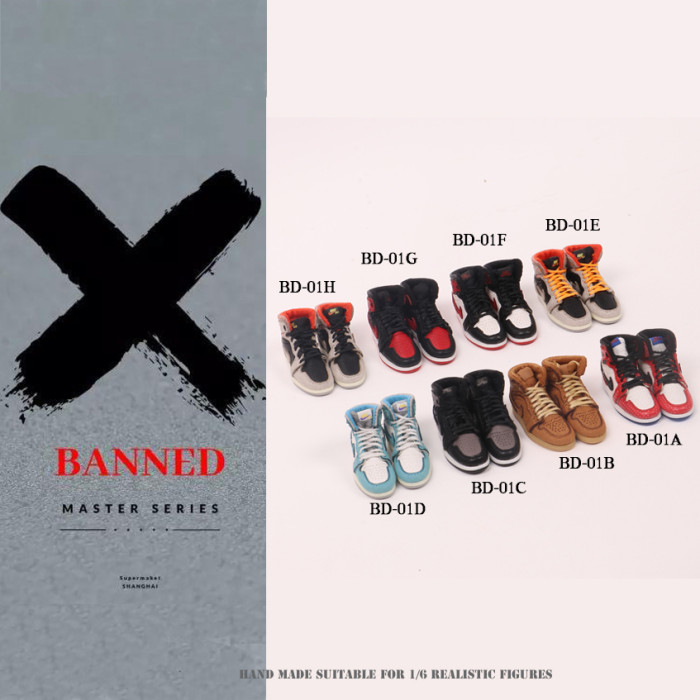 (In Stock) Banned 1/6 Handmade Realistic Sneakers BD-01A/B/C/D/E/F/G/H