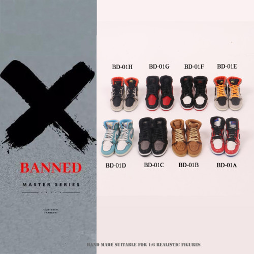 (In Stock) Banned 1/6 Handmade Realistic Sneakers BD-01A/B/C/D/E/F/G/H