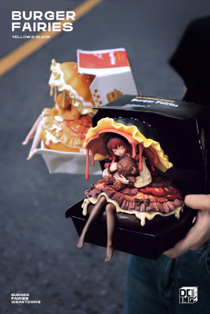 WeArtDoing Burger Fairies Statue Sweet Cheese Chicken Burger&Angus Beef Burger Sleeping Beauty