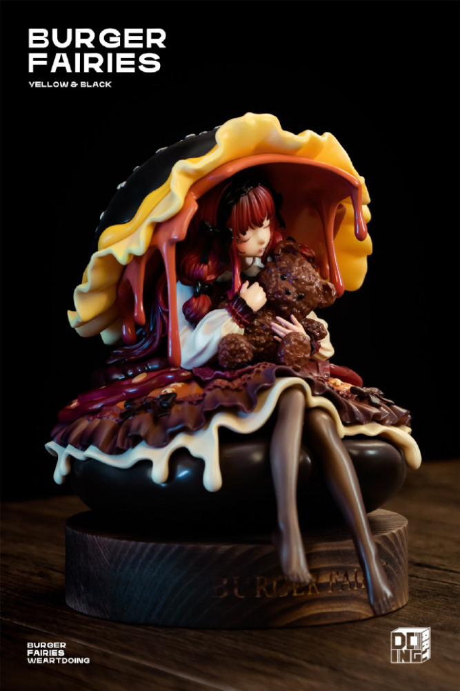 WeArtDoing Burger Fairies Statue Sweet Cheese Chicken Burger&Angus Beef Burger Sleeping Beauty