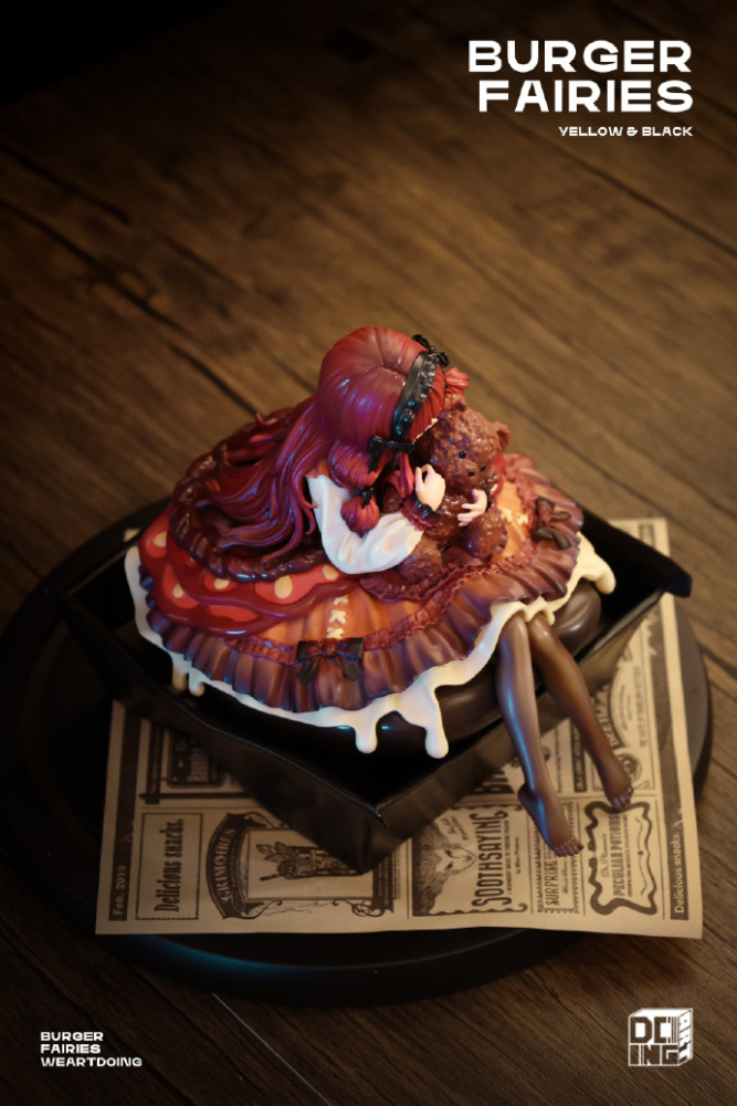 WeArtDoing Burger Fairies Statue Sweet Cheese Chicken Burger&Angus Beef Burger Sleeping Beauty